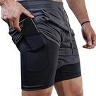 Shorts de corrida Surenow 2 em 1 Stealth para homens cinza 18 cm