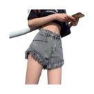 Shorts De Denim De Cintura Alta Estilo Coreano Com Franjas Para O Verão