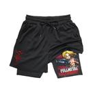 Shorts De Fitness Masculinos Anime Fullmetal Alchemist 2 Em 1 Compressão Secagem Rápida Para