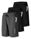 Shorts de ginástica esportiva JWJ para homens com bolsos com zíper