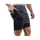 Shorts De Ginástica Masculinos 2 Em 1 Com Estampa Camuflada, De Secagem Rápida, Para Treino,