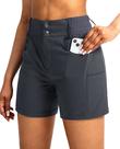 Shorts de golfe para caminhada Viodia 5 para mulheres com bolsos, cinza de aço