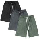Shorts de moletom Flygo masculinos de algodão lavado com ácido Gym XXL preto+cinza escuro+verde exército