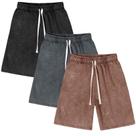 Shorts de moletom Flygo masculinos de algodão lavado com ácido Gym XXL pretos