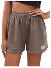 Shorts de moletom MakeMechic, casuais, com cordão, cintura feminina, marrom Shorts de moletom MakeMechic, casuais, com cordão, cintura feminina, marrom