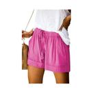 Shorts De Seda Com Renda De Cintura Alta Para Mulheres, Confortáveis E Casuais, Calças De Perna