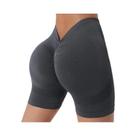 Shorts De Yoga Sem Costura De Cintura Alta Com Efeito Modelador E Levanta Bumbum - Calças Fitness