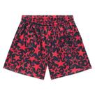 Shorts DIOTSR XL com estrelas vermelhas e pretas para basquete, com bolsos Shorts DIOTSR XL com estrelas vermelhas e pretas para basquete, com bolsos