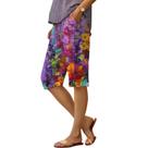 Shorts DMOYALA com estampa floral de linho de cintura alta para mulheres roxos M