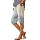 Shorts DMOYALA Summer Linen com estampa floral de cintura alta para mulheres