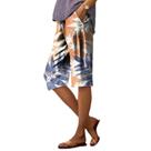 Shorts domirica Wide Leg para mulheres com estampa de folhas vintage 3GG