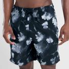 Shorts elastano estampado floral preto e branco