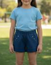 Shorts em Sarja com pedras strass super fofo nº 4 ao 10