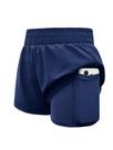 Shorts esportivos WIFFGO Girls 2 em 1, cintura elástica, azul marinho Shorts esportivos WIFFGO Girls 2 em 1, cintura elástica, azul marinho