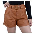 Shorts Feminino Bill Com Cinto Marrom Caramelo