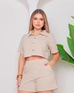 Shorts Feminino com Bolsos na laterais funcionais confortvel -