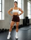 Shorts Feminino Fitness Cintura Alta Modelador Sem Costura Compressão Texturizado para Academia, Corrida e Yoga Sport