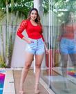Shorts Feminino Jeans Claro com Destroyed.