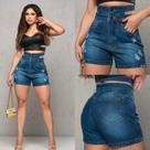 Shorts Feminino Jeans Trançado Azul - 830 Shorts Feminino Jeans Trançado Azul - 830