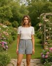 Shorts Feminino Linho com Zíper Tecido Azul Lunender C0170