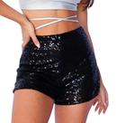 Shorts Feminino Paetê Curto Cintura Alta Bolso Lantejoula Shorts Feminino Paetê Curto Cintura Alta Bolso Lantejoula