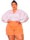 Shorts Feminino Plus Size Jeans Color Com Elastano - Tam 44
