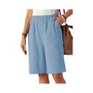 Shorts Femininos De Cintura Alta De 5 Polegadas Para O Verão, Cor Sólida, Perna Reta, Casual, Para