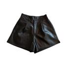 Shorts Femininos De Cintura Alta Em PU, Estilo Retro Y2K, Casual Para Outono E Inverno