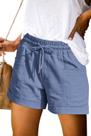 Shorts femininos de linho de cintura alta ANFTFH 2026 Blue Berry