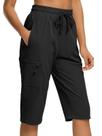 Shorts femininos DEVOROPA, 38 cm, para caminhada, pretos, 2GG