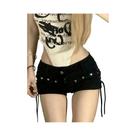 Shorts Femininos Justos Com Cadarço Estilo Streetwear Retrô Para Lazer E Moda Diária/Férias