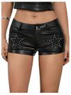 Shorts femininos Milumia Y2k Punk Star de material sintético pretos Shorts femininos Milumia Y2k Punk Star de material sintético pretos