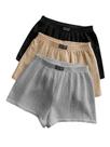 Shorts femininos SOLY HUX, elásticos de verão, cintura larga, perna larga, pacote com 3