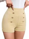 Shorts Floerns Elegant de cintura alta com botão duplo para mulheres