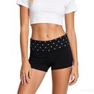 Shorts Fufuriprefer Y2K cravejados de cintura baixa Slim Fit pretos L