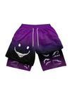 Shorts GORGLITTER 2 em 1 com estampa de anime Quick Dry para homens