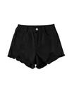 Shorts GORGLITTER para meninas, jeans rasgados, cintura alta, pretos, 16Y