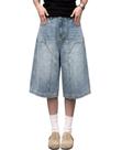 Shorts Hugboom Baggy Jean para mulheres Y2k Wide Leg Light Blue S