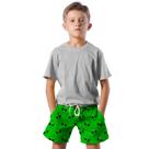 Shorts Infantil Bermuda Calção Praia Verão Aliem Verde Cartoon 331