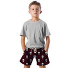 Shorts Infantil Bermuda Calção Praia Verão Caveira Arte Antigo Red 372