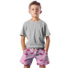 Shorts Infantil Bermuda Calção Praia Verão Flamingo Rosa Pink Animal 85