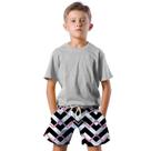 Shorts Infantil Bermuda Calção Praia Verão Listras Zig Zag Arte Preto Branco 584