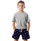 Shorts Infantil Bermuda Calção Praia Verão Monstro Roxo Cartoon 363