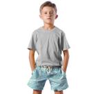 Shorts Infantil Bermuda Calção Praia Verão Ondas de Vento Cartoon Azul 660