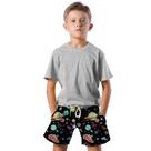 Shorts Infantil Bermuda Calção Praia Verão Plantas Cartoon Arte Space 395