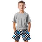 Shorts Infantil Bermuda Calção Praia Verão Xadrez Borboletas Azul 625