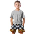 Shorts Infantil Bermuda Calção Praia Verão Xadrez Fogo Cartoon Arte 541