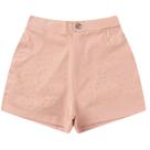 Shorts infantil feminino sarja com elastano e pedras de strass - rosa