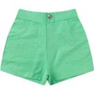 Shorts infantil feminino sarja com elastano e pedras de strass - verde
