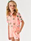 Shorts Infantil Menina Básico Laranja Neon Cinti